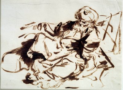 Pasha-maleriet i vask av Jean Honore Fragonard (1732-1806). 18. århundre. Søn 0,24x0,33 m av Jean Honore Fragonard