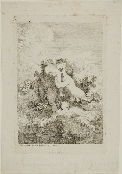 To kvinnelige figurer på en sky av Jean Honore Fragonard