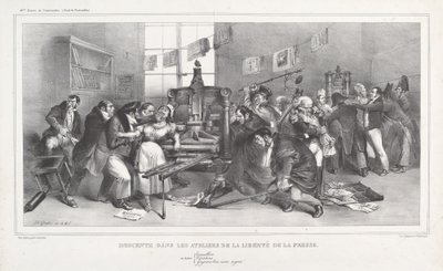 Nedstigning til Pressefrihetsverkstedene av Jean Ignace Isidore Grandville, and Auguste Desperet