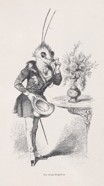 En gammel sommerfugl fra scener fra dyrenes private og offentlige liv, ca. 1837-47. av Jean Ignace Isidore Gérard