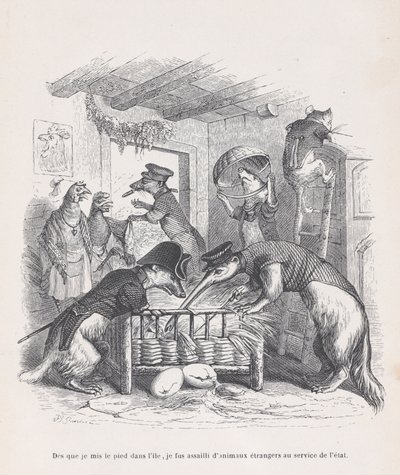 Så snart jeg satte min fot på øya... fra Scener fra det private og offentlige liv..., ca. 1837-47. av Jean Ignace Isidore Gérard