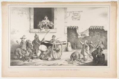 Barn, adlyd meg, ikke lek med disse våpnene, april 1834 av Jean Ignace Isidore Gérard