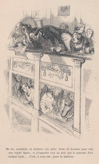 Jeg hadde kommet til London for å se en kongelig, men jeg så bare bakhodet til en annen person. fra..., 1843. av Jean Ignace Isidore Gérard