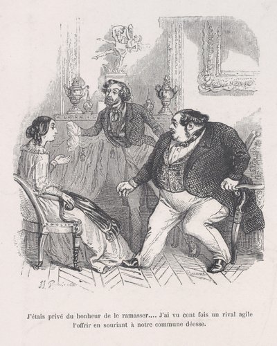Jeg ble frarøvet lykken over å plukke den opp... Jeg så hundre ganger et smidig rivaltilbud..., 1843. av Jean Ignace Isidore Gérard