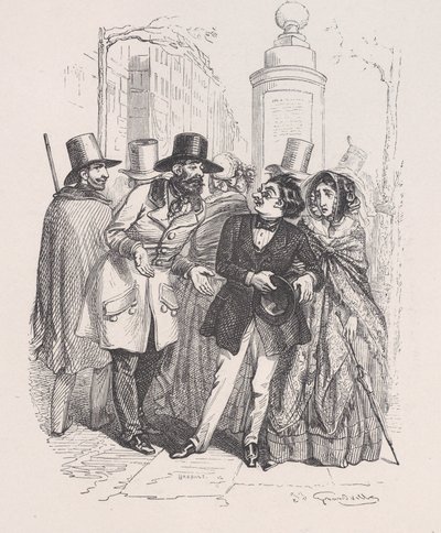 Man ville kunne skylde på deg i tre år hvis du droppet hatten. fra den lille M..., 1843. av Jean Ignace Isidore Gérard