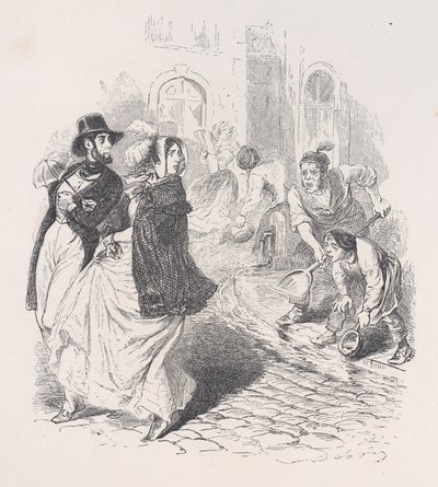 Bare overalt er vannkraner, vannkummer av enhver form, spader og potter i alle størrelser..., 1843. av Jean Ignace Isidore Gérard