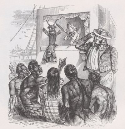 The Black and the Puppets fra The Complete Works of Béranger, 1836. av Jean Ignace Isidore Gérard