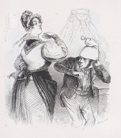 Den tredje ektemannen fra The Complete Works of Béranger, 1836. av Jean Ignace Isidore Gérard