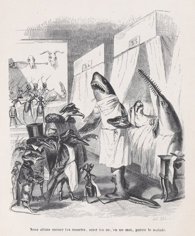 Vi skal snitte musklene, sage beinene, kort sagt helbrede de syke fra Sc..., ca. 1837-47. av Jean Ignace Isidore Gérard