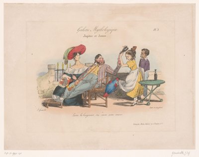 Jupiter og Juno får nektar fra Hebe Jupiter et Junon (tittel på objekt) Mytologiske plater (serietittel) Gallery Mythologique (serietittel på objekt) av Jean Ignace Isidore Gérard Grandville