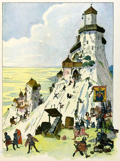 Die Geschichte des Elsass erzählt den Kindern von Onkel Hansi von Jean Jacques Waltz dit Hansi (1873-1951), private Sammlung: Belagerung der Burg Ortenberg 1293; Achtung! Die Nutzung dieses Werkes kann einer Genehmigung Dritter oder zusätzlichen Gebühren u von Jean-Jacques (1873-1951) Waltz