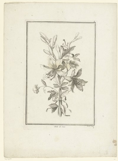 Bukett med lilje Belle de Jour (tittel på objekt) IIe Cahier de Bouquets (serietittel) av Jean Jacques Avril (I)