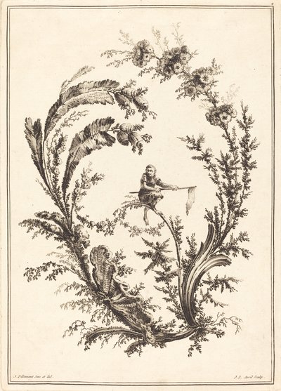 Ornament med en ape. av Jean Jacques Avril