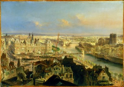 Planting av et frihetstre foran rådhuset, 24. mars 1848, i mars 1848 (olje på papir på lerret) av Jean-Jacques Champin