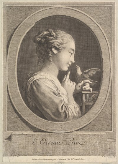 Den temmede fuglen, ca. 1769. av Jean Jacques Flipart