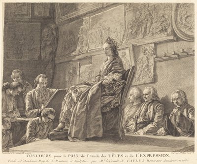 Konkurranse om prisen for studiet av hoder og uttrykk av Jean Jacques Flipart after Charles Nicolas Cochin II