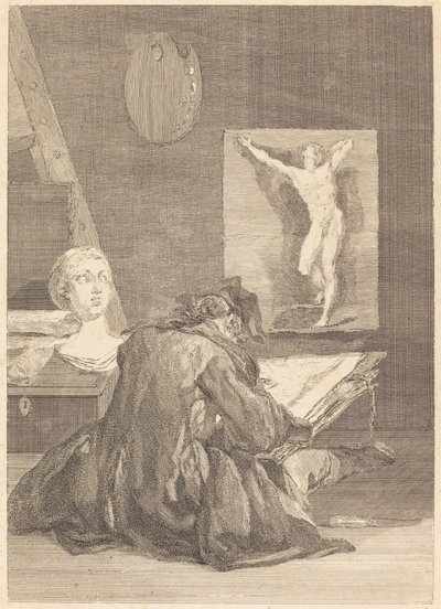 Tegneren av Jean Jacques Flipart after Jean Siméon Chardin
