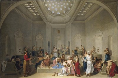 Tyrkisk bad hamam, 1785 av Jean Jacques Francois Le Barbier