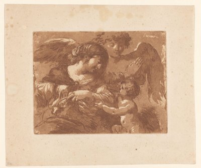 Mor med barn og en skytsengel av Jean Jacques II Lagrenee
