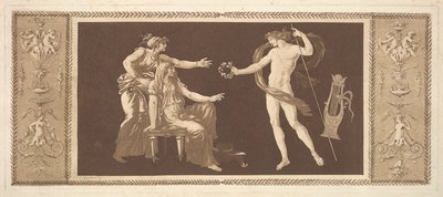 Apollo krone kunsten Apollo Crowining the Arts, fra Recueil de Different Compositions..., 1784. av Jean Jacques Lagrenee
