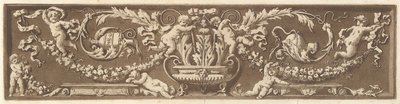 Prydfrise med putti, akantusblader og kranser av frukt, fra Recueil de Diff..., 1784. av Jean Jacques Lagrenee
