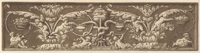 Prydfrise med putti og sammenflettede slanger, fra Recueil de Différentes Compositi..., 1784. av Jean Jacques Lagrenee
