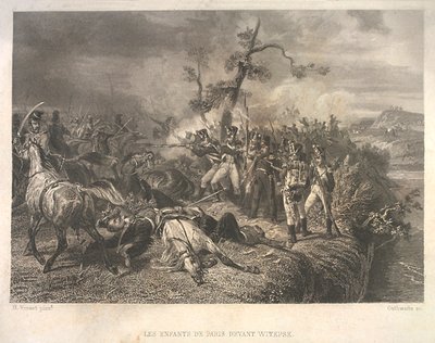 Kamp mellom russiske tropper og fransk kavaleri nær Ostrovno 25.–26. juli 1812 av Jean Jacques Outhwaite
