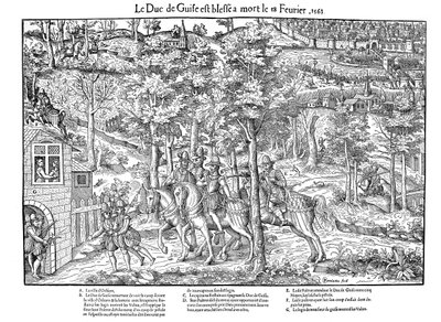 Mordet på Francois de Lorraine, Duc de Guise, franske religionskriger, 18. februar 1563 1570. av Jean Jacques Perrissin
