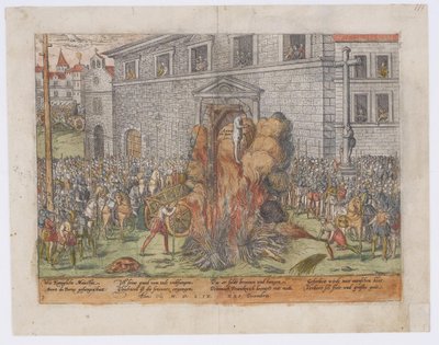 Henrettelsen av Anne du Bourg 23. desember 1559, 1568 av Jean Jacques Perrissin