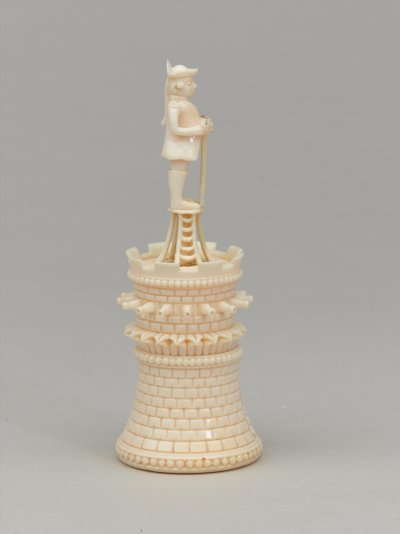 Hvitt tårn, sjakkbrikke, India, 1820 ca av Jean Jacques Scherrer
