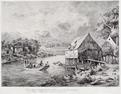 En mølle ved bredden av elven, 1774 av Jean Jacques de Boissieu