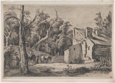 Inngang til Forest of Brie med hytte til høyre, 1772. av Jean Jacques de Boissieu