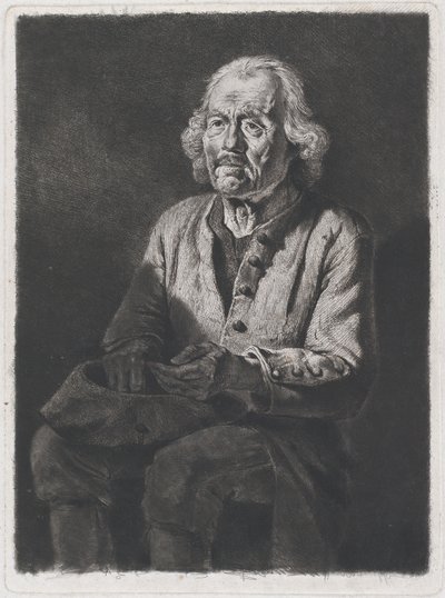 Sittende tigger: Portrett av Old Girard, en bonde fra Chasselay, 1772. av Jean Jacques de Boissieu