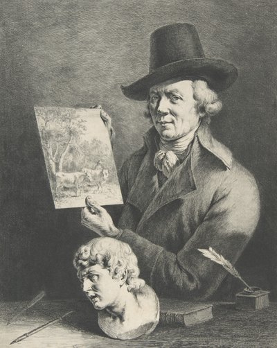 Selvportrett med kuer, 1796. av Jean Jacques de Boissieu