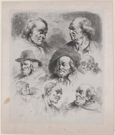 Studie av åtte hoder, 1795. av Jean Jacques de Boissieu