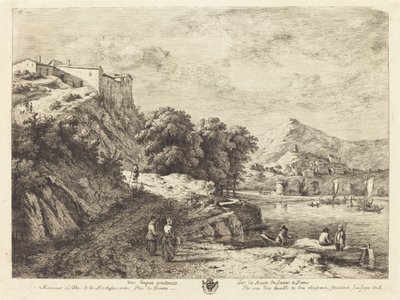 Utsikt over Aqua Pendente på veien fra Siena til Roma av Jean Jacques de Boissieu