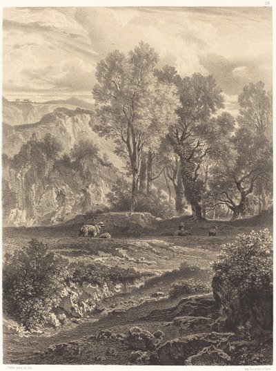 Landskap med sauer av Jean Joseph François Bellel