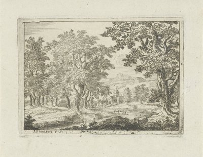 Trefylt elvelandskap av Jean Joseph Hanson