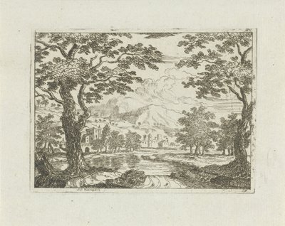 Landsby ved elvebredden av Jean Joseph Hanson
