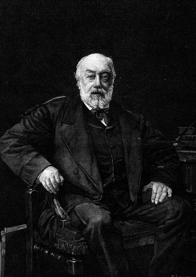 Portrett av Gustave Nadaud (1820-1893), fransk sanger. Gravering etter maleriet av Jean Joseph Weerts (1849-1927). I "" The Illustrous World"" nr. 1252 av 26. mars 1881. av Jean Joseph Weerts