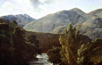 The Final Cascade of the Isle of Sora, sett fra Louin (olje på papir) av Jean Joseph Xavier Bidauld