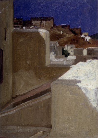 Utsikt over kasbahen (kasbah) fra terrassen min av Lecomte du Nouy (1842-1923), Tangier av Jean Jules Antoine Lecomte du Nouy
