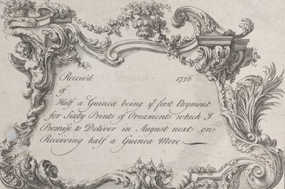 Byttekort for Frazer, hærtrykker, skrivemaskin og bokbinder, 1736. av Jean La Rocque