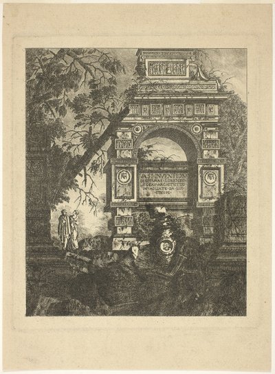 Frontispice, plate en fra Vasi Invention av Jean Laurent Legeay
