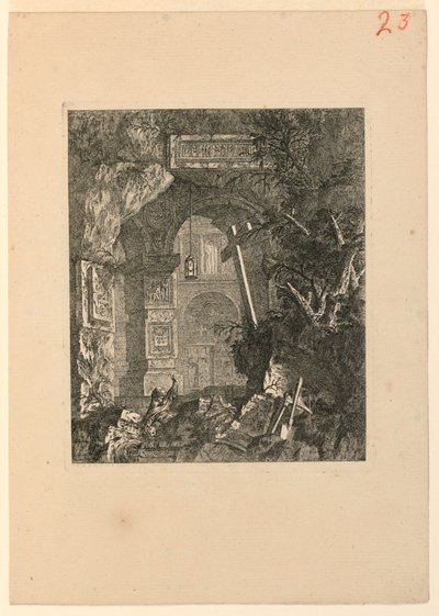 Saint-Francois (?) i et landskap av ruiner av Jean Laurent Legeay