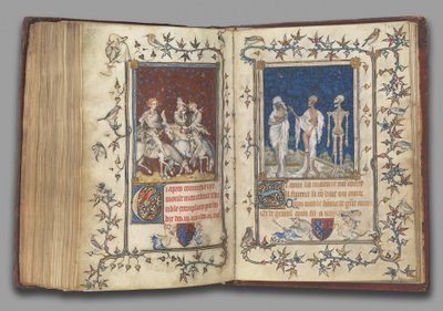 f.321v-322r fra bønneboken til Bonne av Luxembourg, hertuginne av Normandie, før 1349 (tempera, grisaille, blekk og gull på vellum) av Jean Le and workshop (attr. to) Noir