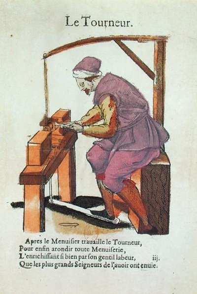 The Wood Turner (fargegravering) av Jean Leclerc