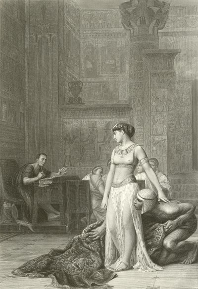 Cleopatra og Caesar (gravering) av Jean Leon (after) Gerome