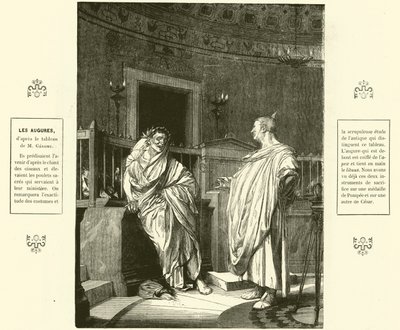Two Augurs, prester i det gamle Roma (gravering) av Jean Leon (after) Gerome
