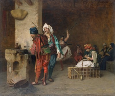 Cafe House, Cairo Casting Bullets, 1884 eller tidligere. av Jean Leon Gerome